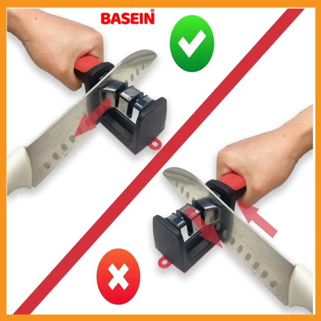 Basein 3-in-1 Knife Sharpener – Stainless Steel Quick Sharpener for Kitchen Knives & Scissors - Image 3