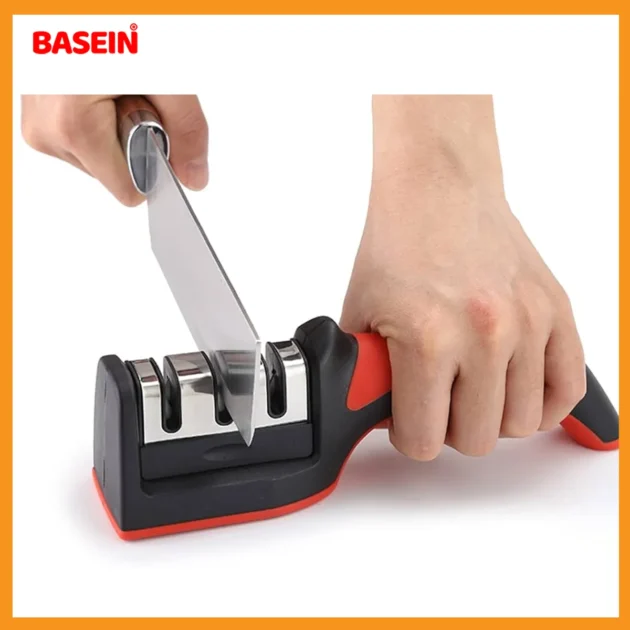 Basein 3-in-1 Knife Sharpener – Stainless Steel Quick Sharpener for Kitchen Knives & Scissors - Image 2