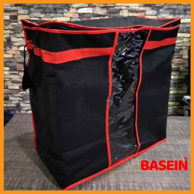 Basein Pack of 2 Foldable Storage Bags – Waterproof Oxford Fabric Organizer for Bedding, Quilts & Clothes (Black) - Image 3