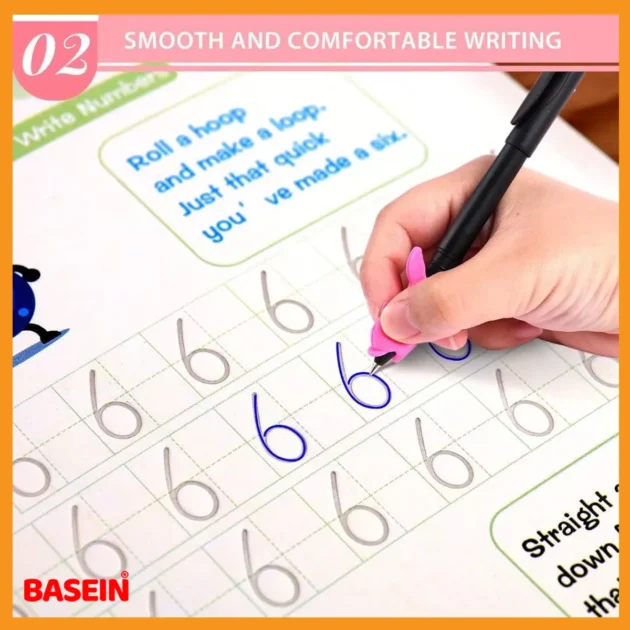 Basein Sank Magic Reusable Practice Copybook – Handwriting & Drawing Workbook for Kids (4 Books + Pen) - Image 4