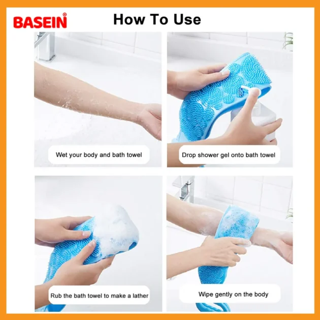BASEIN Silicone Back Scrubber – Soft & Durable Shower Brush for Deep Cleansing - Image 3