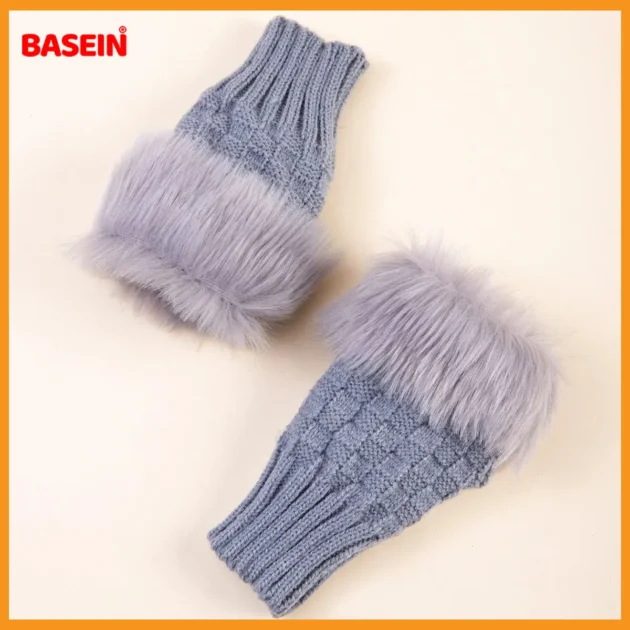 Basein Winter Fingerless Gloves – Knitted Half-Finger Warmers for Women & Girls - Image 4